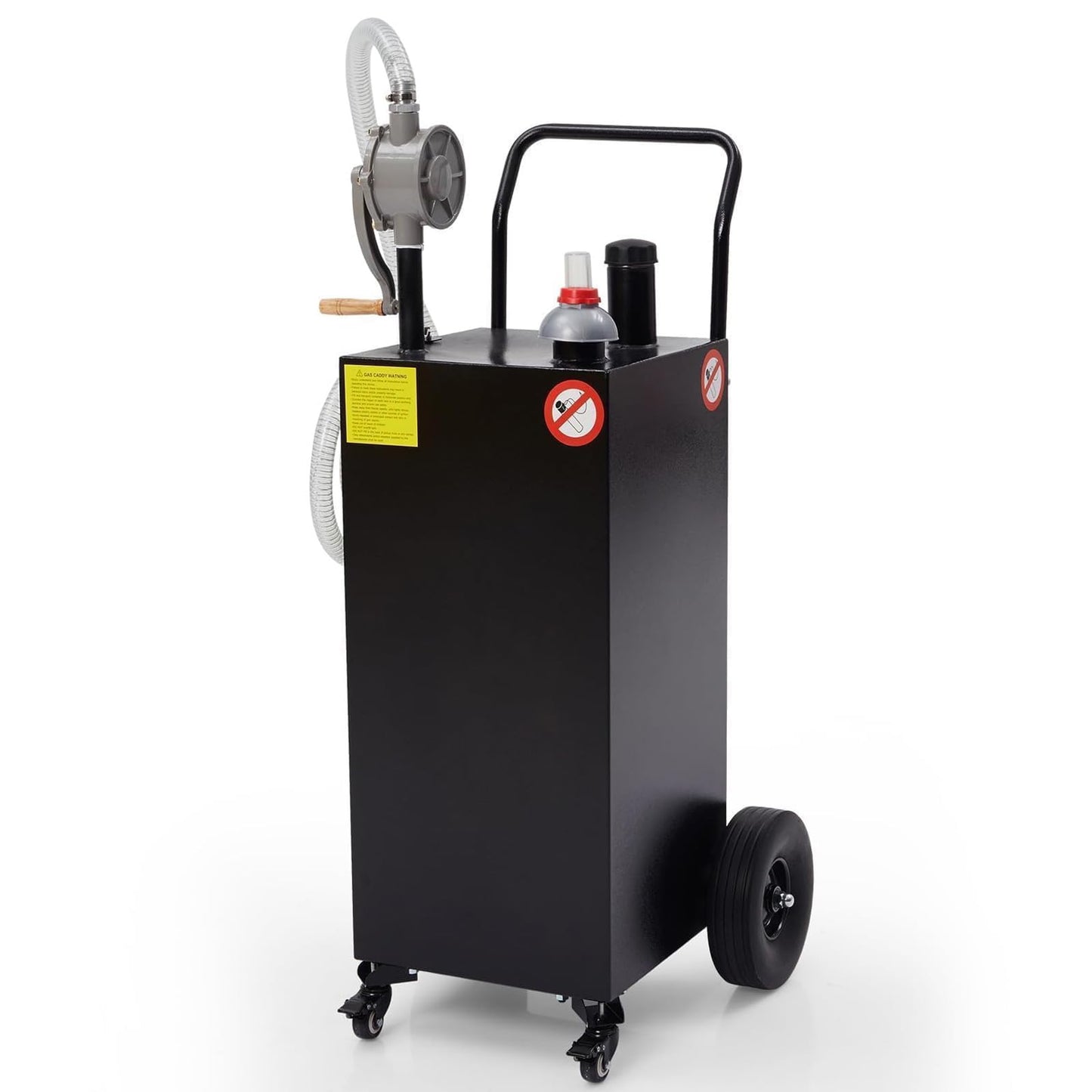 40 Gallon Fuel Caddy with Manual Hand Pump, Heavy Duty Portable Gas & Diesel Transfer Tank on 4 All-Terrain Wheels, Spill-Proof Container with Locking Brakes for Tractor, Truck, Boat, ATV, Lawn Mower