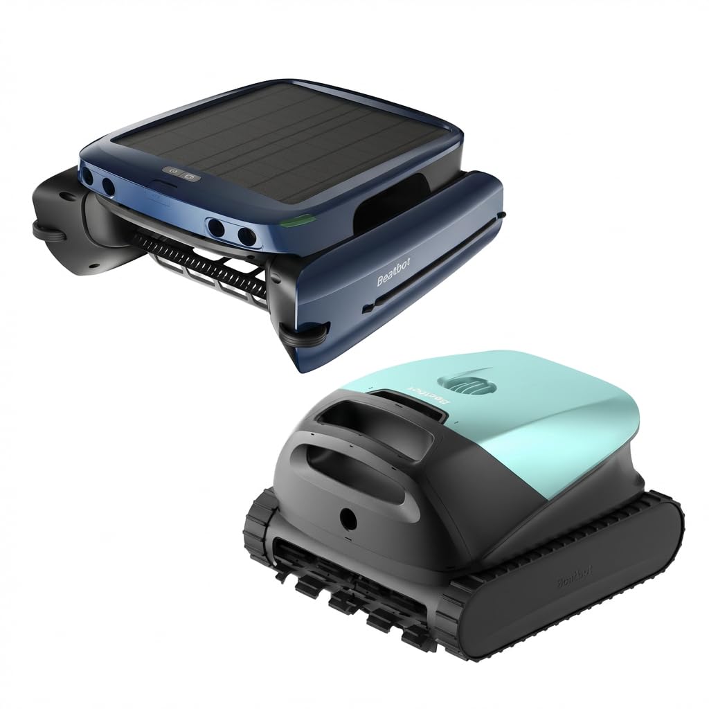 Beatbot Sora 10 Cordless Robotic Pool Vacuum Cleaner with iSkim 24/7 Cleaning Solar Powered Skimmer, Cleans Floor, Walls, Waterline and Surface-Mint Green & Blue