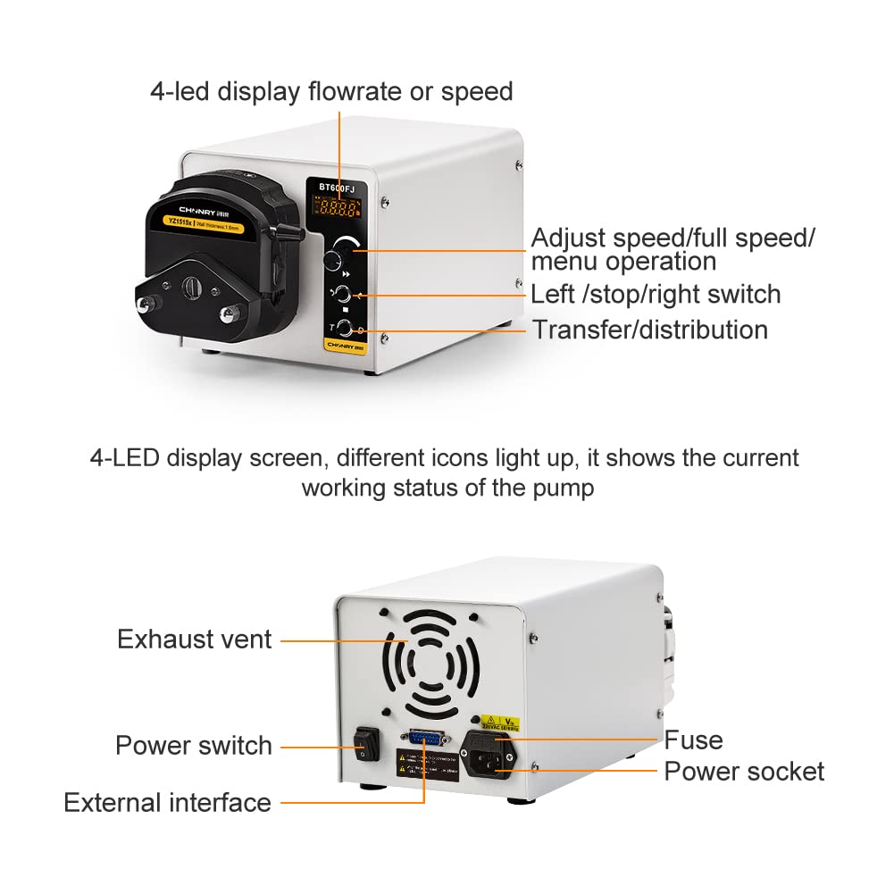 BT600FJ-YZ1515x Peristaltic Pump Peristaltic dosing pump Stepper with Digital Control with pump head Max 2280ml/min Liquid dosing Pump (110v)