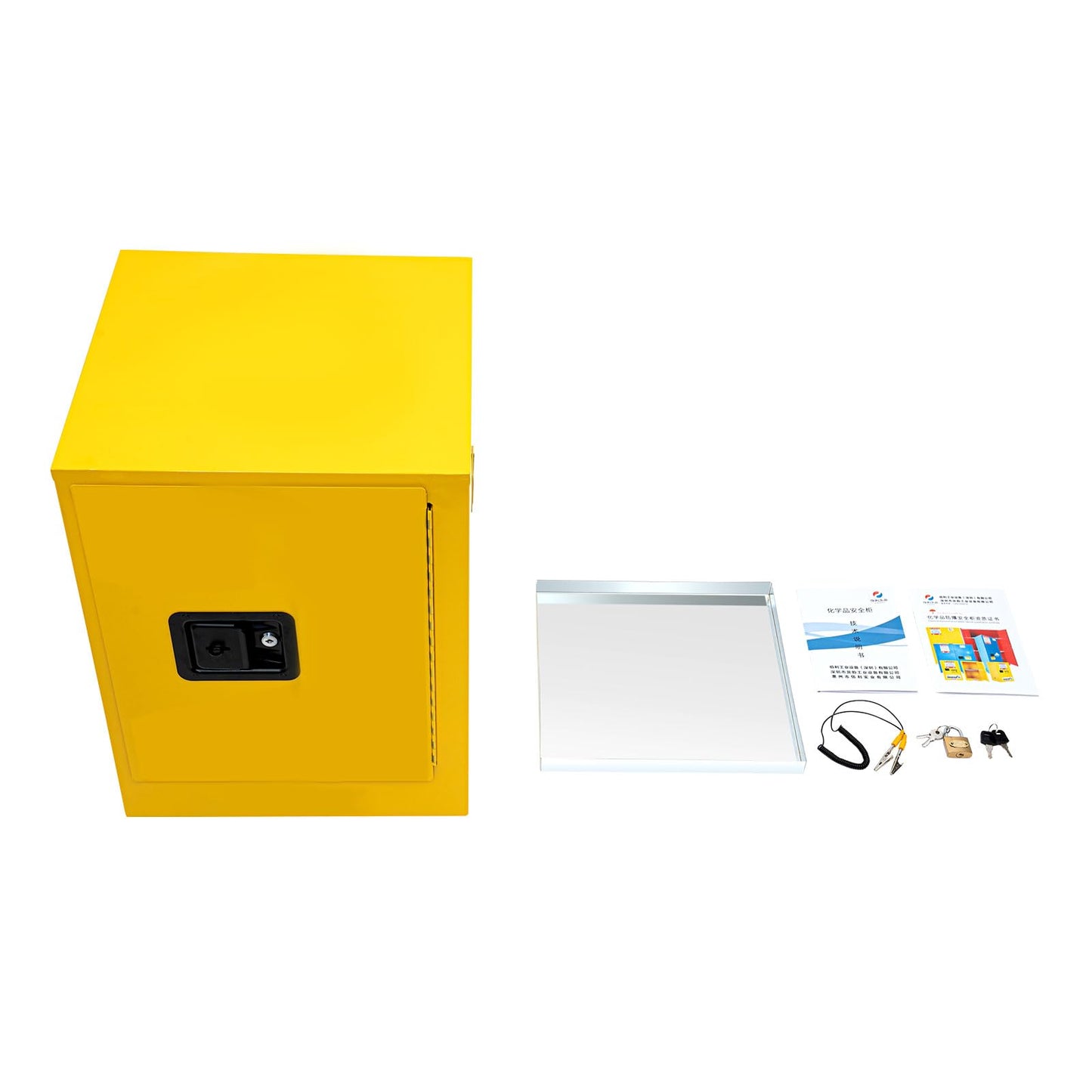 LOYALHEARTDY 12 Gallon Flammable Storage Cabinet Hazardous Storage Cabinet Yellow Fire Safety Manual Door Galvanized Steel Safety Cabinet for Commercial Industrial and Home Use, 17" L x 17" W x 22" H