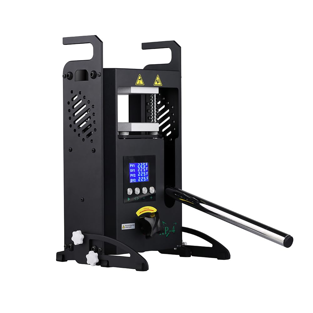 4T Hydraulic Heat Press Machine with Dual Heating Plates 4x4 Inches and Precise Digital Temperature Control LCD Screen for Homeuse Portable Manual Heat Pressing Machine