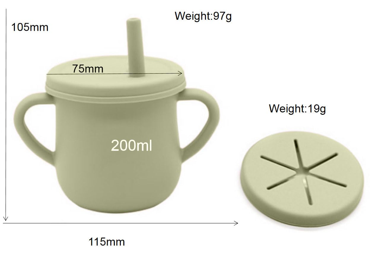 Silicone Baby Feeding Set, Toddler Feeding Set With Divided Suction Plate Bowl Spoons Forks Sippy Cup Adjustable Bib Non Slip Mat, Baby Eating Utensils, Bear Shape, 7-Piece, (Green)