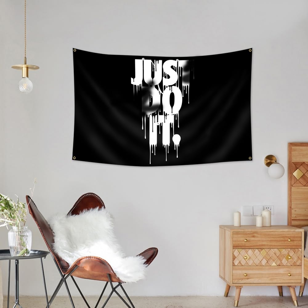 Motivational Flag 3x5 Ft Gym Flag for Home Gym, Garage, Weightlifting Wall Decor - Inspirational Tapestry with 4 Brass Grommets, Funny Fitness for Office