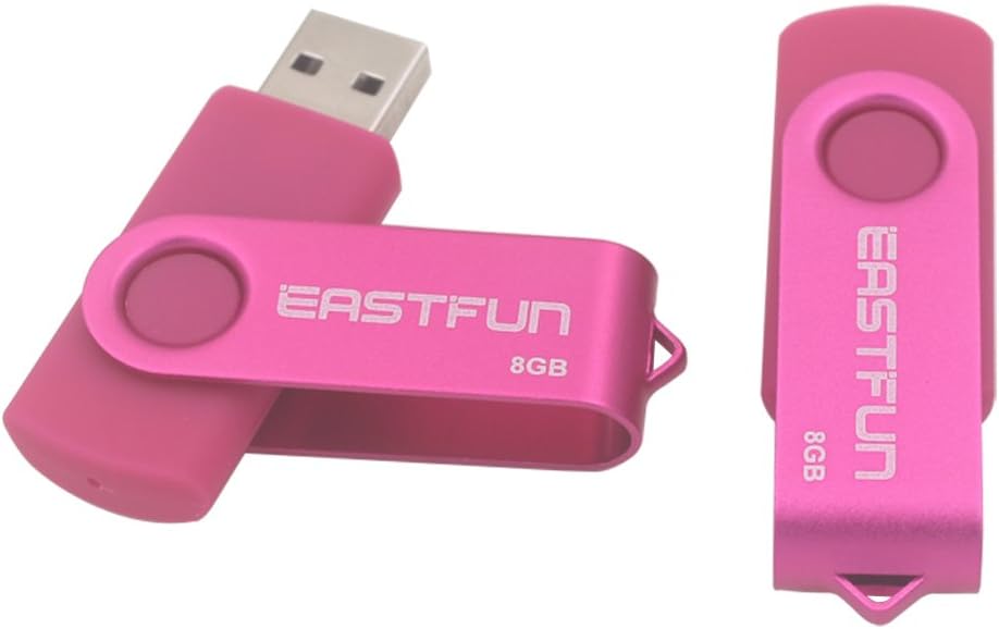 EASTFUN 5 Pack 8GB 2.0 USB Flash Drive USB Flash Memory Stick Fold Storage Thumb Stick Pen (Five Mixed Colors: Black