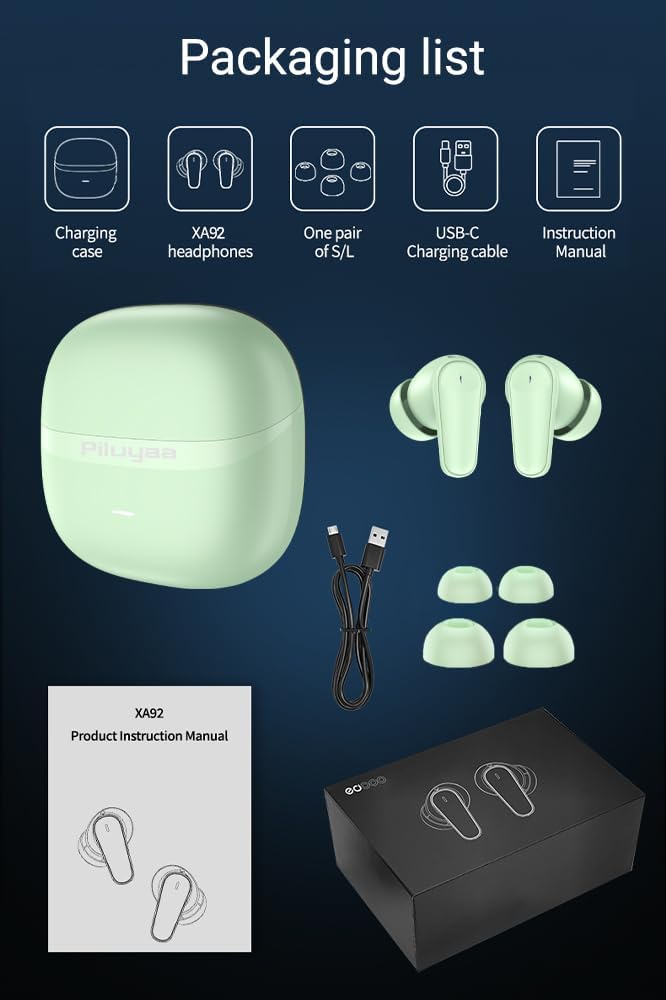 5.4 Piluyaa Wireless Earbuds Bluetooth Headphones in Ear Buds, True ANC+ENC Noise Cancelling Earbuds, HiFi Stereo Deep
