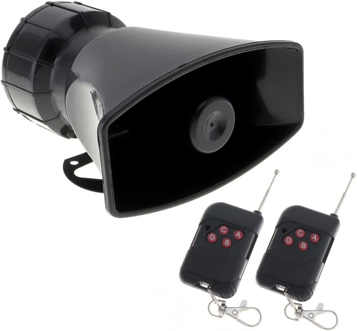 ePathChina 7 12V 100W (2PCS Tone Sound Loud Car Siren Vehicle Horn Hooter/Ambulance/Siren/Traffic Sound with Black