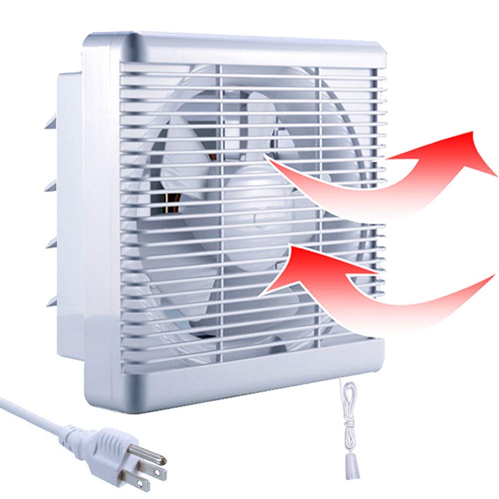 SAILFLO 8 Inch Window Shutter Exhaust Fan, 9.5 x 9.5 Inch Cutout, 300CFM 30W Wall-Mounted Ventilation Fan Air Intake Extractor for Bathroom Home Bedroom Attic, φ8 Inch Impeller