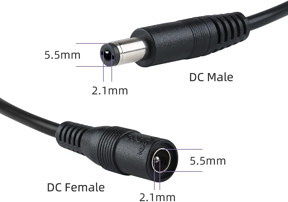 Sqlszt 60 12V 2.1mm 5.5mm DC feet Power Adapter Extension Cable x Compatible with DC Adapter Cord Fit for CCTV Security