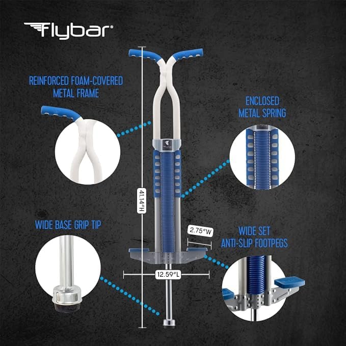 Flybar Master Pogo Stick for Kids Ages 9+, 80–160 lbs – Easy Grip Handles – Active Exercise Toy for Tweens & Teens – Outdoor Toy with Non-Slip Foot Pegs for Boys and Girls – No Assembly Needed