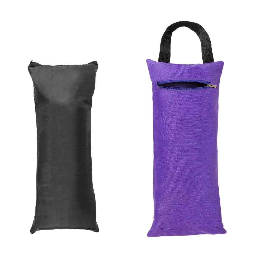 TOPTIE 2 Pack Yoga Sandbag Weighted Bag for Fitness Yoga Bolster, Black Unfilled Sandbag 16 x 7 Inch