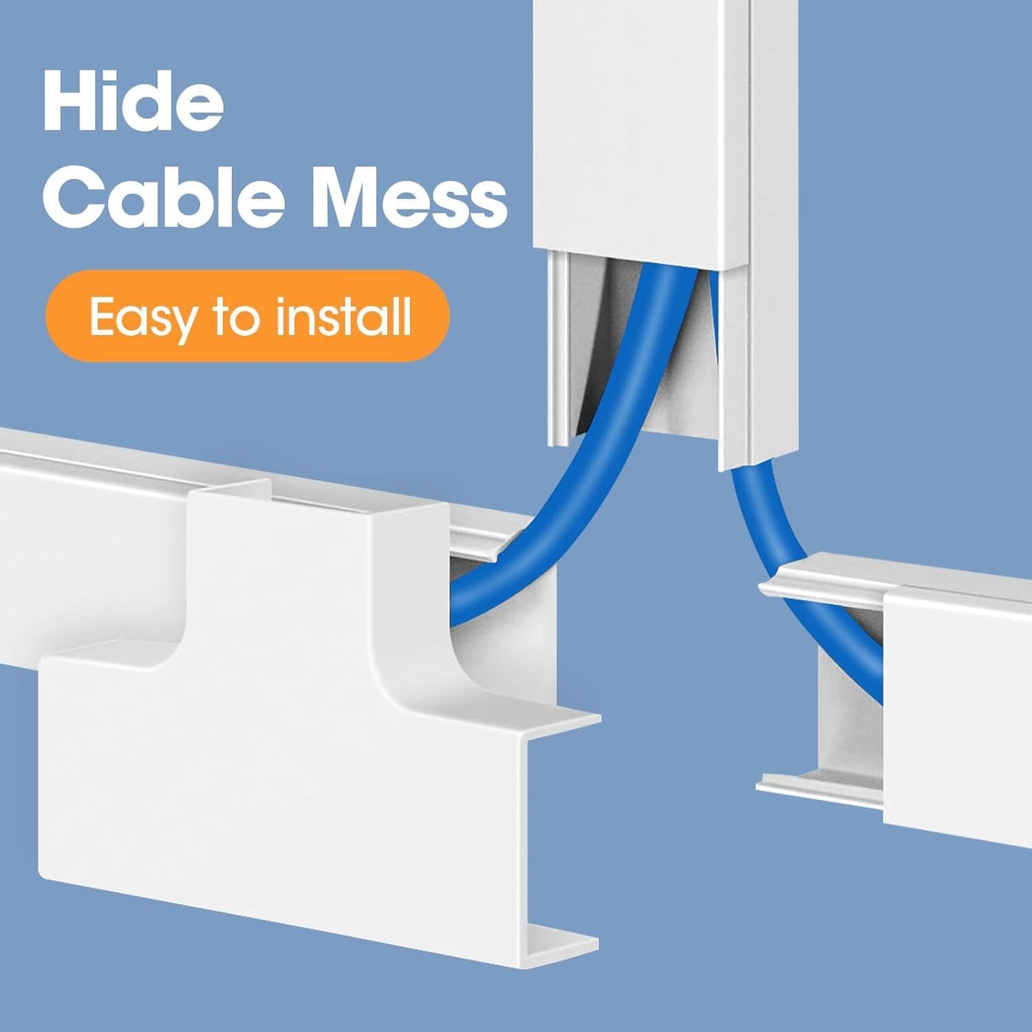 YesBes Cord Hider Kit - 116in Paintable Cable Raceway for Wall-Mounted TVs | White Wire Covers