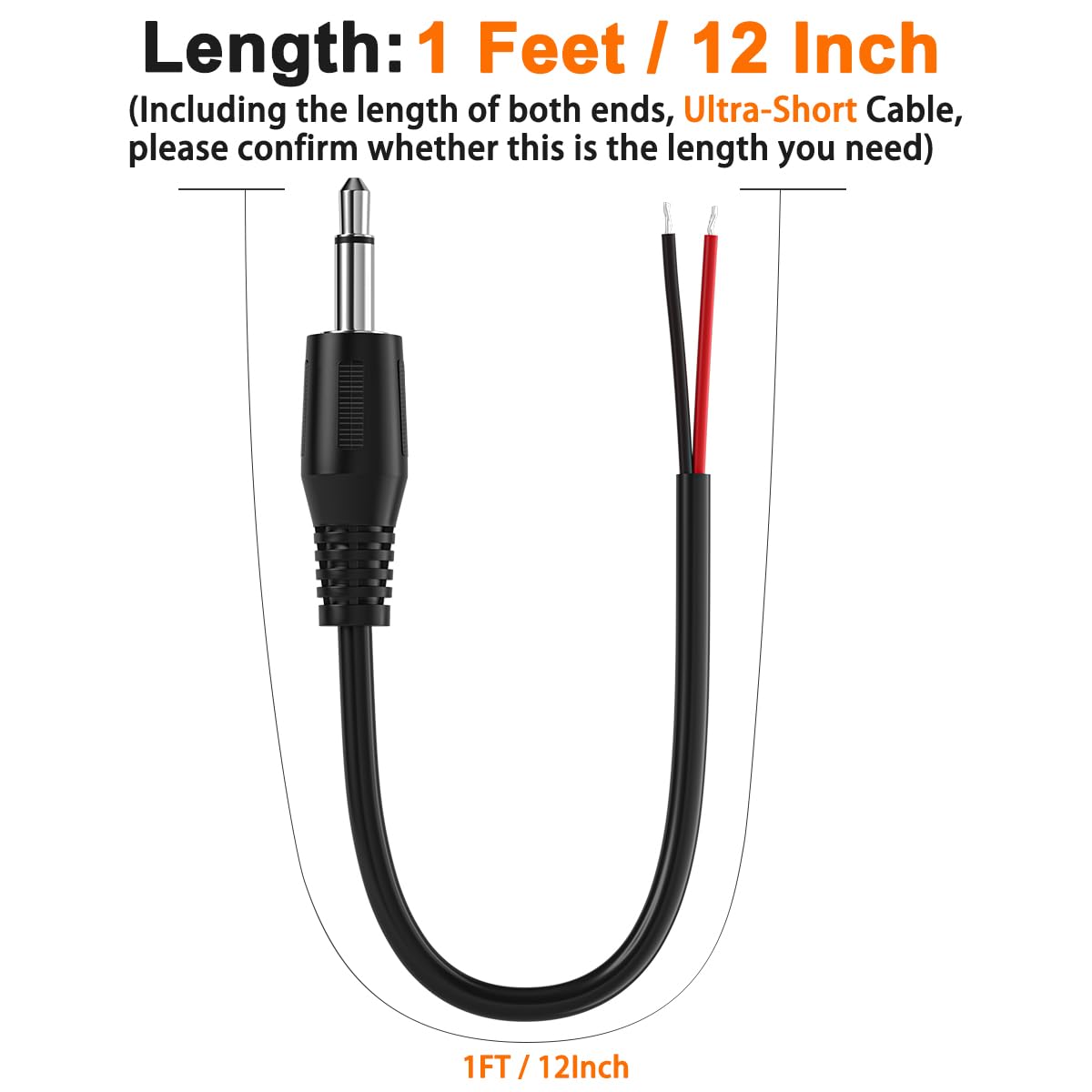 SIOCEN 3.5mm 2 1/8" 3.5mm Replacement Male Jack to Bare Wire Open End TS Pole Mono Jack Plug Connector AUX Audio Cable