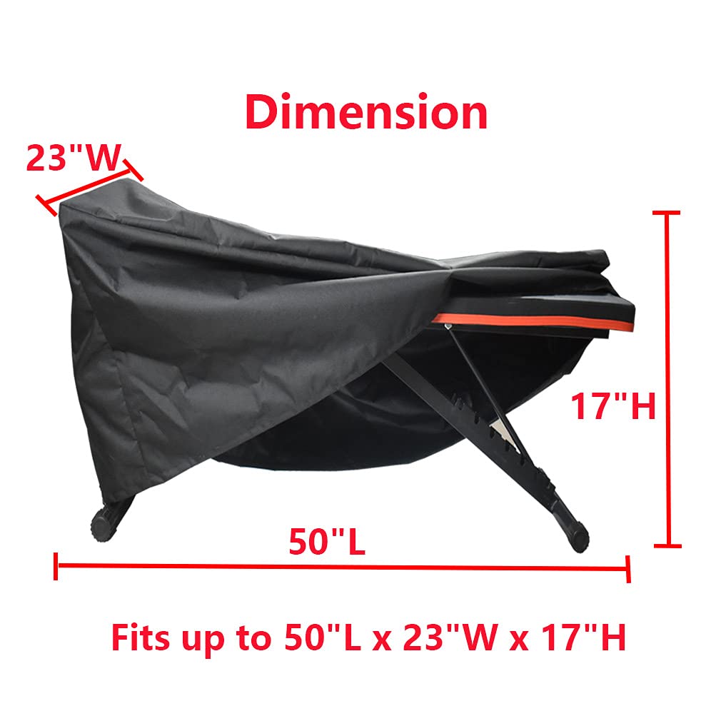 Mini Lustrous Weight Bench Cover, Adjustable Exercise Workout Bench Cover, Waterproof 600D Oxford Fabric for Indoor and Outdoor Use, 50" L x 23" W x 17" H（Black）