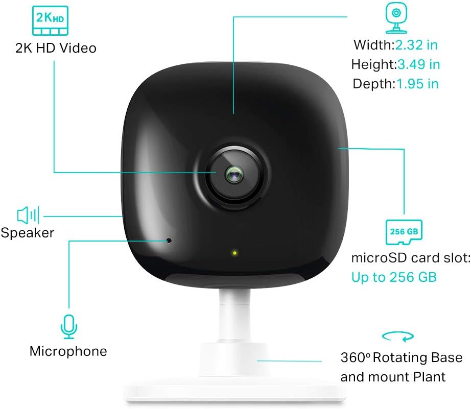 Kasa Smart 2K+ 2-Way KC400 Kasa Indoor Wired Security Camera - Works as a Baby Monitor & Pet Camera, Person/Motion/Baby