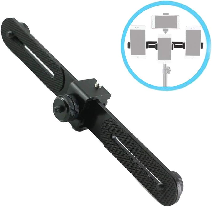 Walway 1/4 inches Straight Triple Head Bracket Tripod Mount for Screw DSLR Camera LED Light Flash Light Microphone