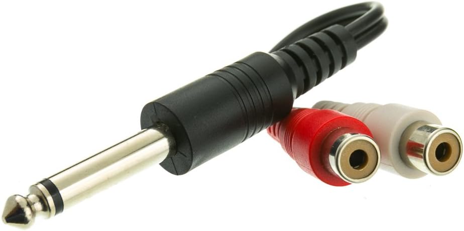 1/4 inch 1/4 6 inch CableWholesale Mono Phono to Dual RCA Adapter, Mono Male to Dual RCA Female