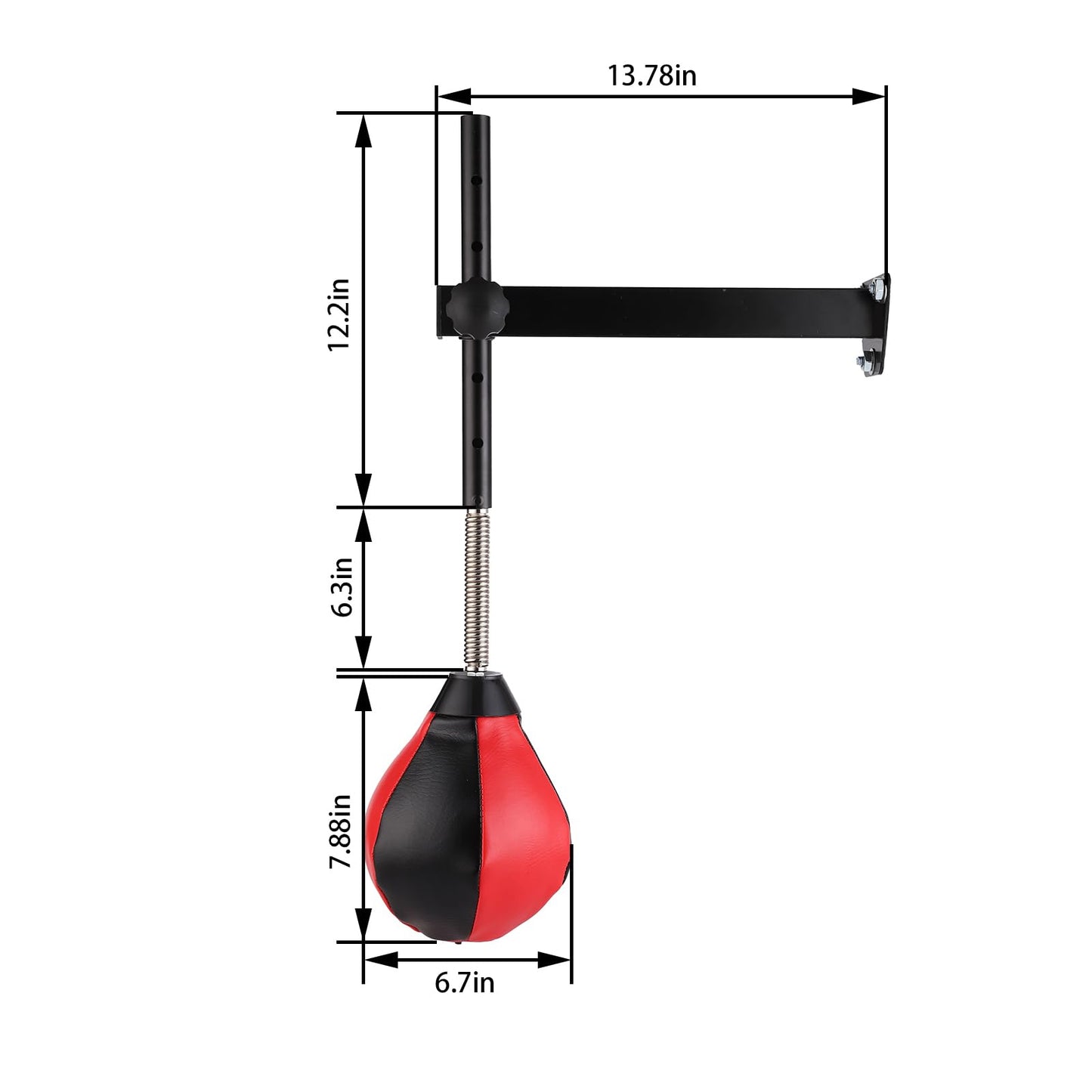 Speed Bags for Boxing, Punching Bag with Reinforced Spring Wall-Mounted Strong Durable Punching Bag with Stand, Height Adjustable, for Kids & Adults (Black/Red)