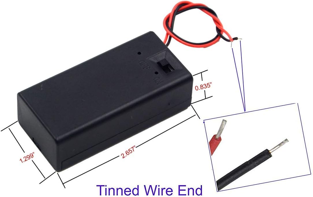 LampVPath (Pack 2 9v 9 9v of Battery Holder, Volt Battery Holder with Switch, Battery Case with Switch