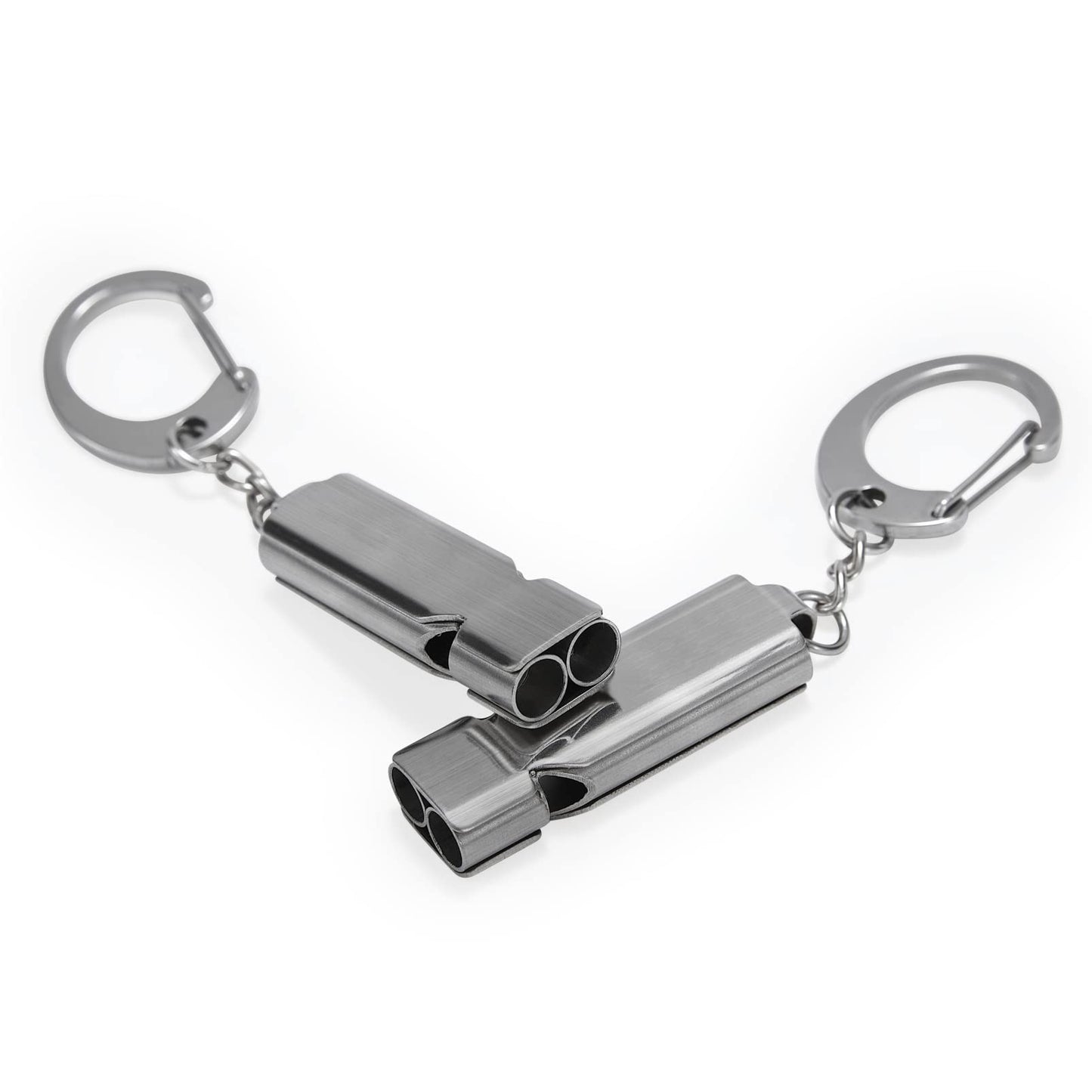 Whistle for Coaches Teachers, Emergency Survival Stainless Steel Whistles 2 Pack with Keychain for Referee Train Hiking Sports Boating Kayak Life Vest Jacket Lifeguard Outdoor Security (Silver)