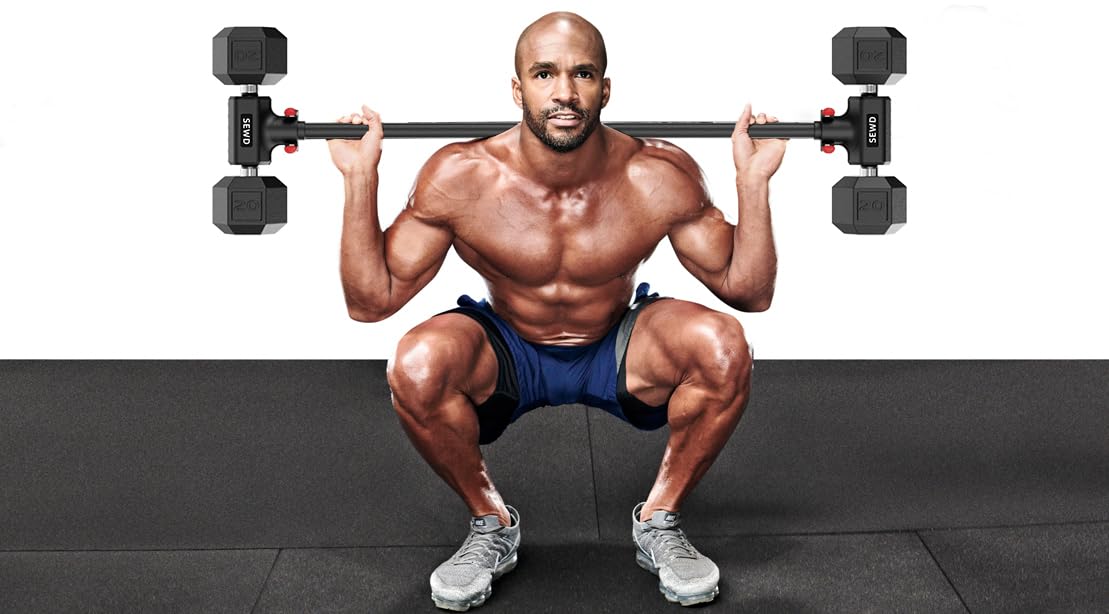 Dumbbell Converter by SEWD – Turn Dumbbells into Barbell Set – Adjustable Weights & Up to 220LB Capacity Barbell for Home Gym Full Body Workouts – Red