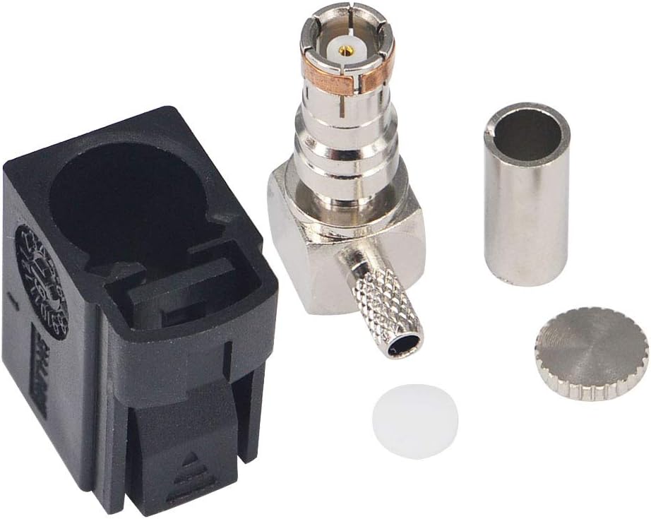 RG174 RG316 5PCS Fakra A RF Coax Right Angle Connector Crimp Jack Female for Black GPS Telematics or Navigation
