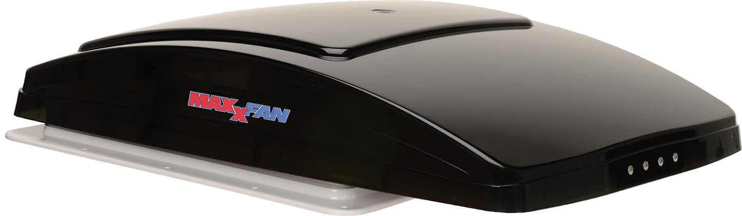 MAXXAIR Maxxfan Deluxe Vent, Fan and Vent Cover All in One - Powerful 4-Speed Fan, Built-in Rain Cover, Exhaust Air Only, Fits 14"" x14 Roof Openings, Smoke (00-06401K)