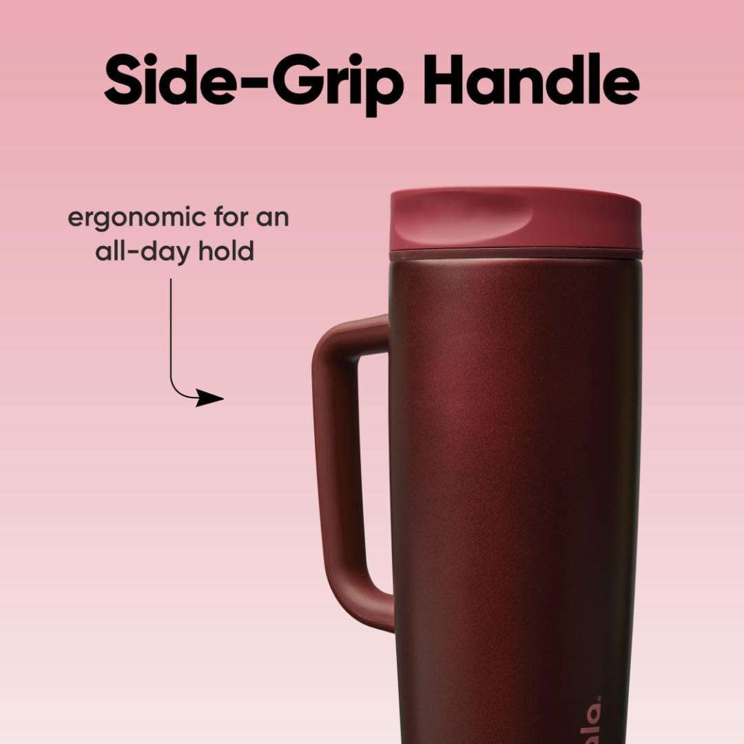 Owala SmoothSip Slider Travel Mug - 24 oz Insulated Stainless Steel, Leak Proof, Hot & Cold Drinks, Black Cherry