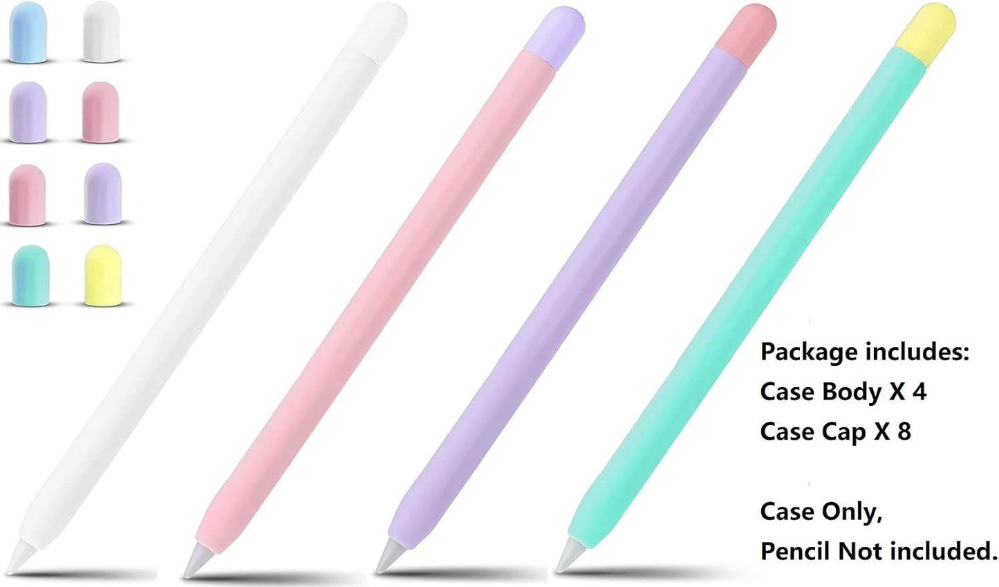 JNSA 4 Pack 1 1st 1 Cap,PC14PWPGP iPencil Sleeve Cover Silicone Holder Compatible with Apple Pencil Gen, Grip Skin Case