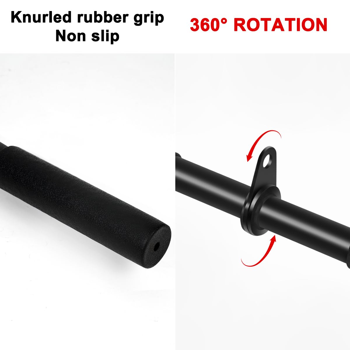 Vishusju Pulldown Straight Bar Rotating Steel with Rubber Grips LAT Pull Down Handle for Pulley Cable Machine Triceps Training Rowing Machine Attachment for Home Gym Strength Exercise