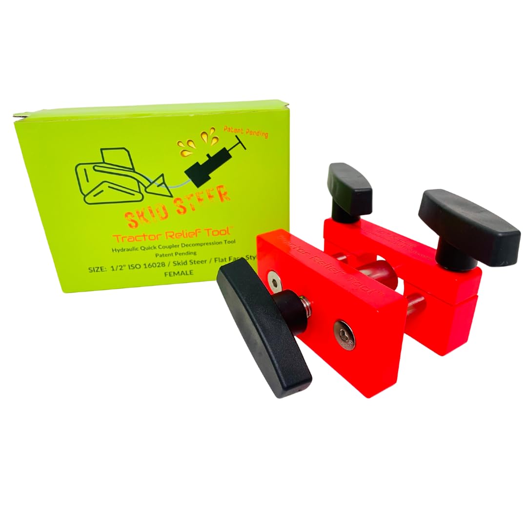 1/2" ISO 16028 Flat Face Skid Steer Female Hydraulic Quick Coupler Pressure Decompression Relief Release Tool by Tractor Relief Tool™