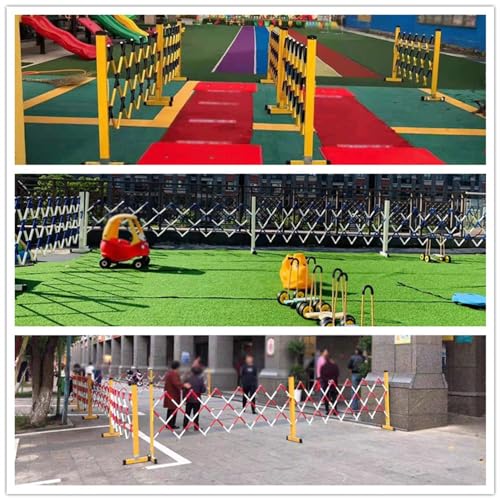 Retractable Traffic Barricade Folding Door,Portable Industrial Expandable Barricade Safety Fence Gate for Outdoor Road Construction Flexible Folding Driveway Barrier-Black+Yellow-3.9FTx6.6FT