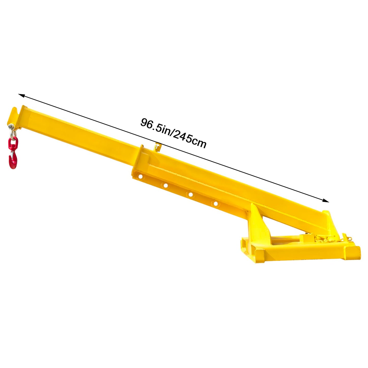 TECHTONGDA 11000LB/5T Capacity Forklift Jib Boom Crane, Forklift Mobile Crane Hoisting Attachment, Max Adjustable Boom Length 96.5 Inch, Towing Handling Equipment with Adjustable Hook Points