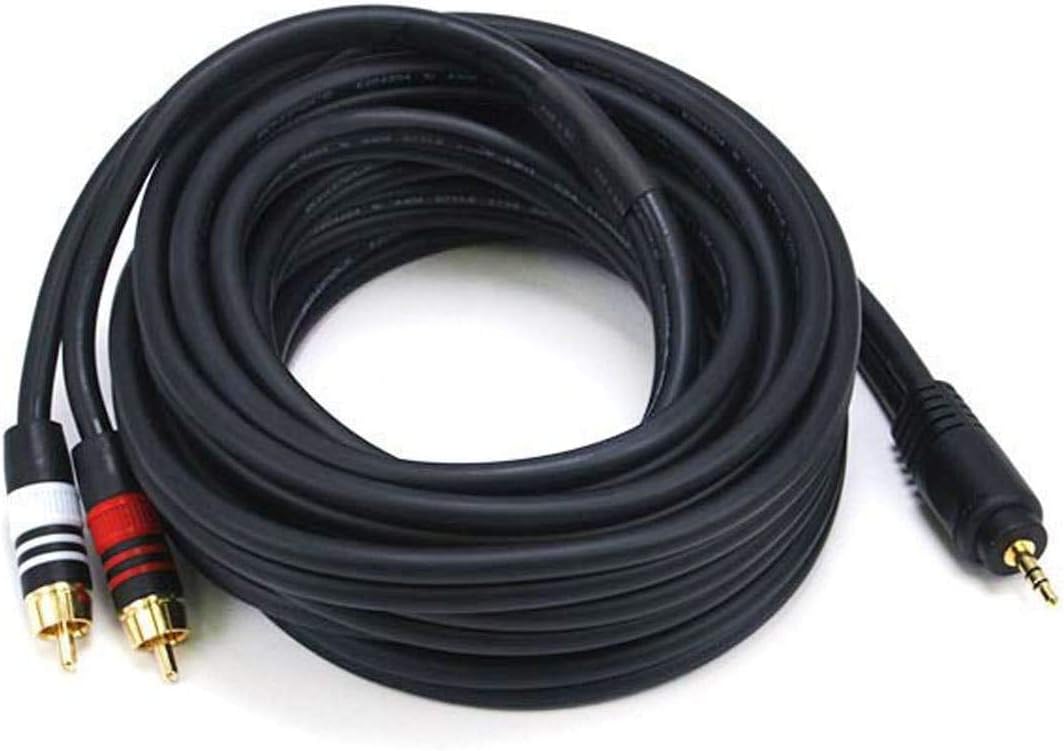 35 2 22AWG, Monoprice Audio Cable - Feet - Black | Premium Stereo Male to RCA Male Gold Plated
