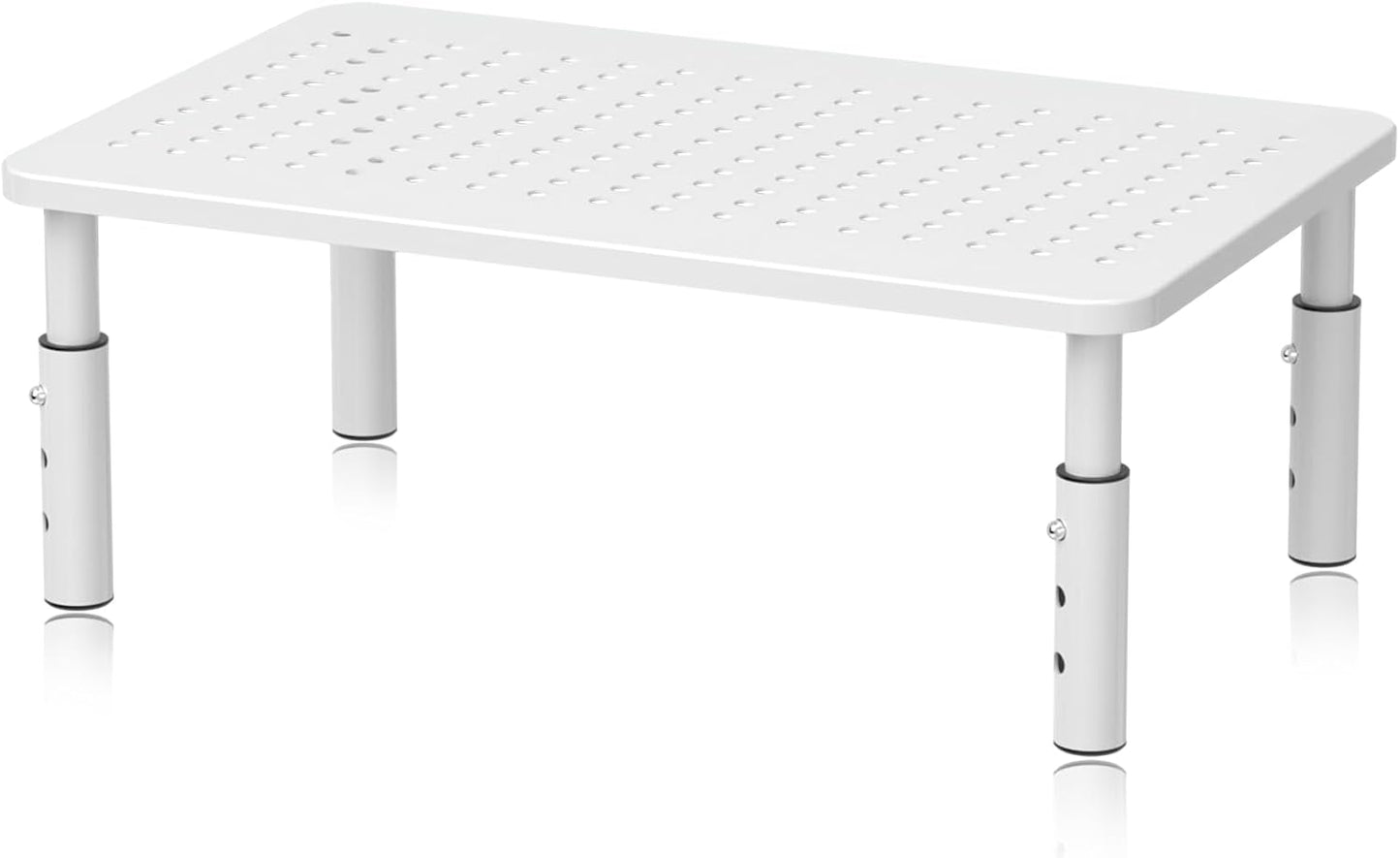 3 PS4, 20KG,White Bracwiser Monitor Stand Riser, Metal Computer Stand, Height Adjustable Screen Riser with Mesh