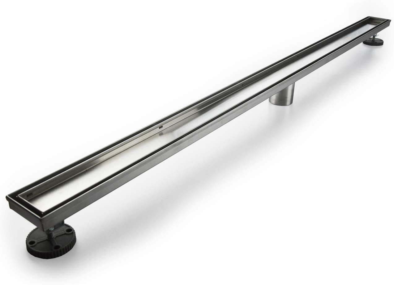 Neodrain 72-Inch Linear Shower Drain with 2-in-1 Flat & Tile Insert Cover,Brushed 304 Stainless Steel Rectangle Shower Floor Drain,Floor Shower Drain with Hair Strainer