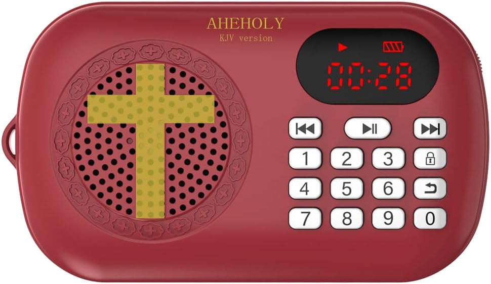 AHEHOLY KJV Audio Bible Player Portable & Rechargeable Scripture Device Preloaded King James Version Simple Interface