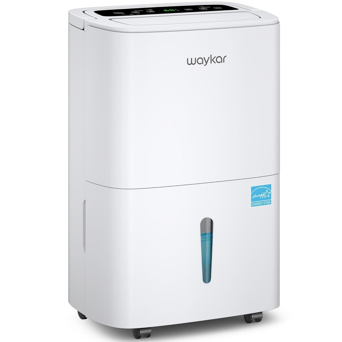 Waykar 5,500 Sq. Ft. 80 Pints 2025 Energy Star Dehumidifier for Home and Basement with Auto or Manual Drainage, Ideal for Large Rooms, Portable, Auto Defrost and Self-Drying