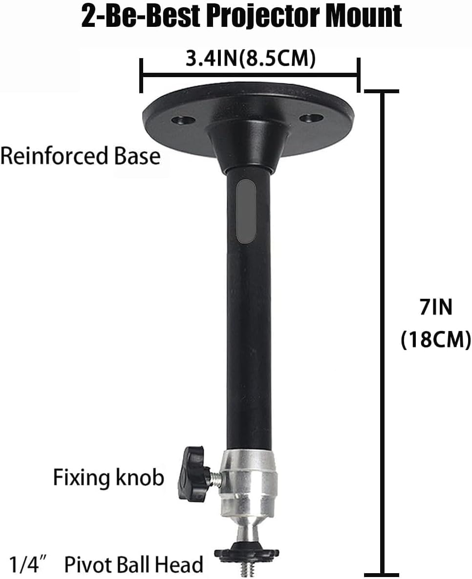 2-Be-Best 360 7in 18cm Mini Projector Ceiling Mount Adjustable Projector Wall Mount Length / Projectors Mounts Black