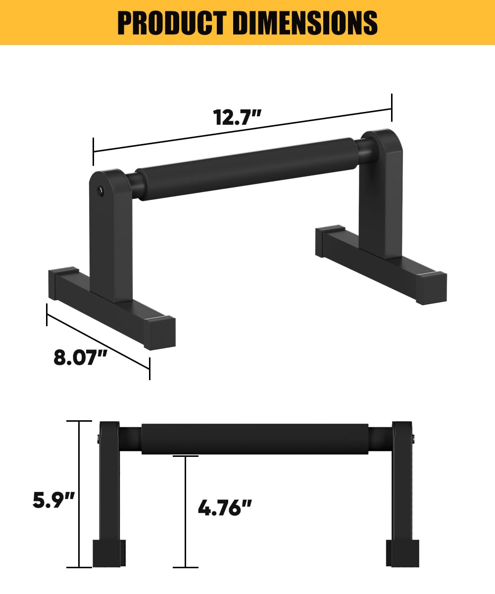 Fiwithy Push Up Bars, Heavy Duty Parallettes Dip Bar with Non-slip Grips for Calisthenics Planche L Sit Handstand Fitness Floor Workout, Pushup Station Handles Stand for Gym Strength Training, Black