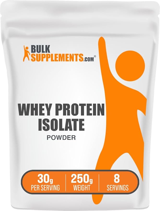 BulkSupplements.com Whey Protein Isolate Powder - Whey Protein Powder, Unsweeteneed, Unflavored & Gluten Free - 30g per Serving, 250g (8.8 oz) (Pack of 1)