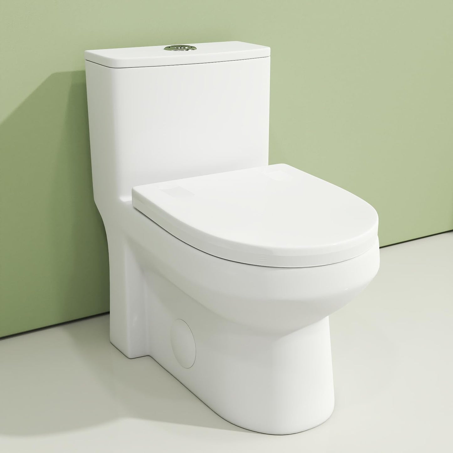 Donsdey One Piece Toilet 12'' Rough Inch- White Ceramic Compact Toilets with 15.9" Soft Close Chair Seat 1.1/1.6 GPF Water Saving Dual Flush Easy to Clean Toilet Bowl 13.6''x28.3''x24.8''