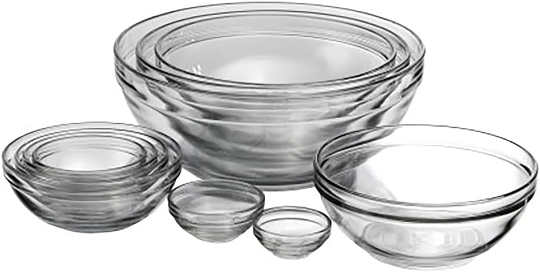 Anchor Hocking 10-Piece Mixing Bowl Set - Nesting Serving & Mixing Bowls in Various Sizes (1 oz to 3.5 Qt)