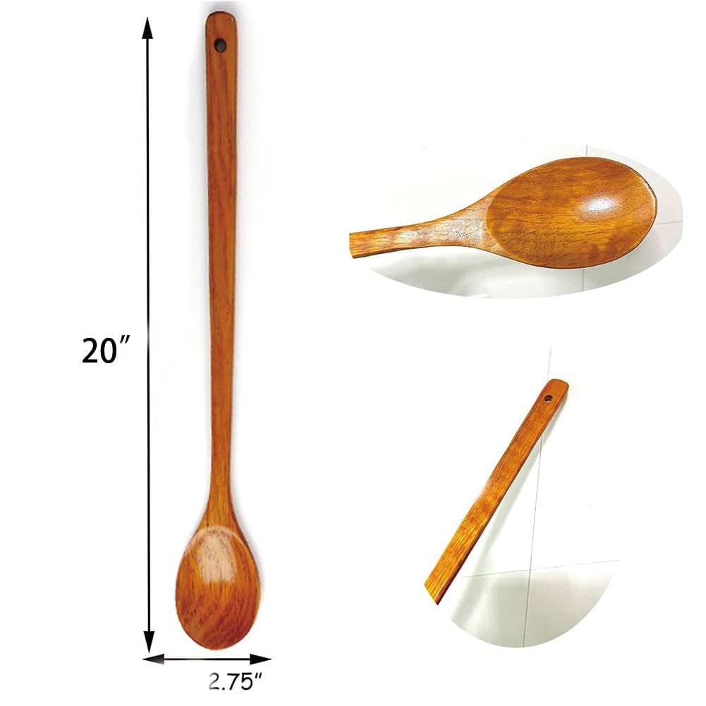 20inch Long Handle Wooden Spoon, Wooden Mixing Spoon Super Strong Sturdy Hardwood Wooden Kitchen Utensils for Cooking And Stirring