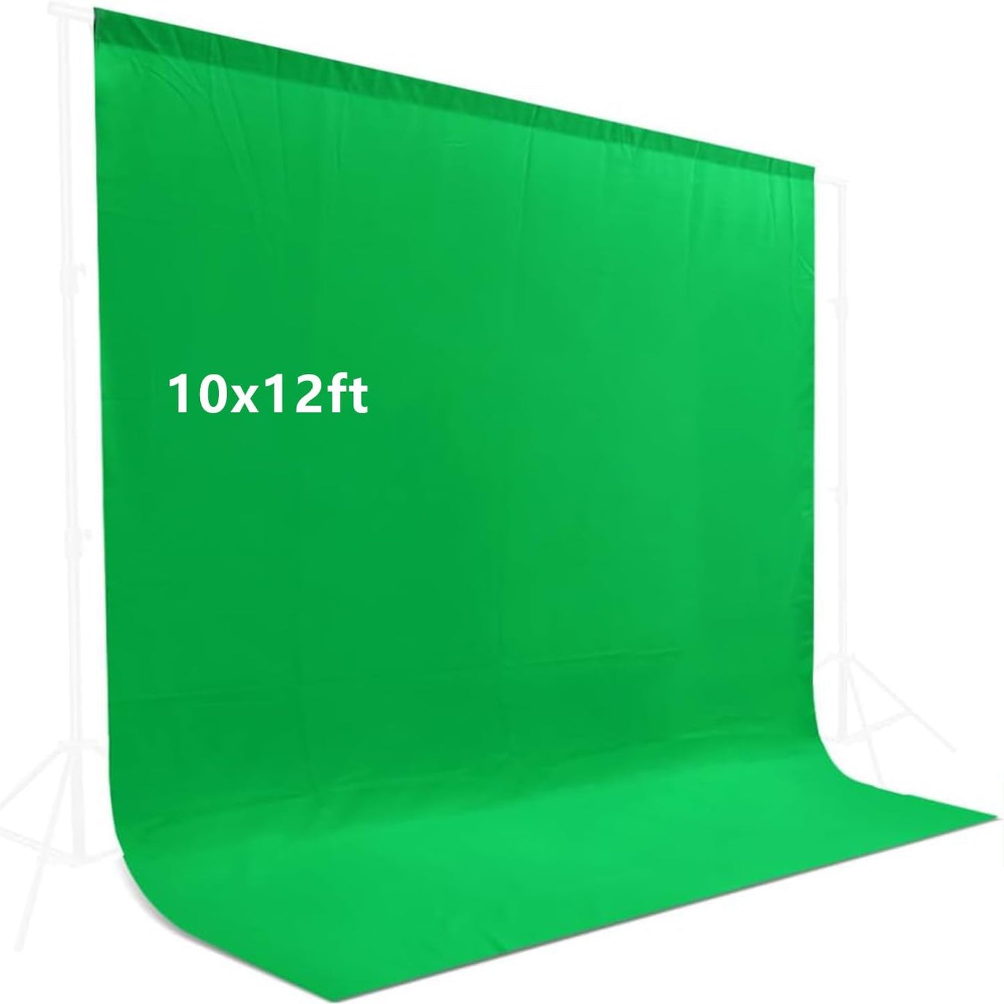 LCUIRC 10X12ft Green Screen Backdrop for Photography, Chromakey Polyester Collapsible Greenscreen Background