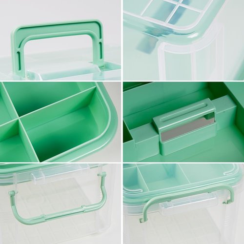Hey Foly 15Qt Clear Medicine Organizer - Thickened Plastic First Aid Storage Box with Tray & Labels