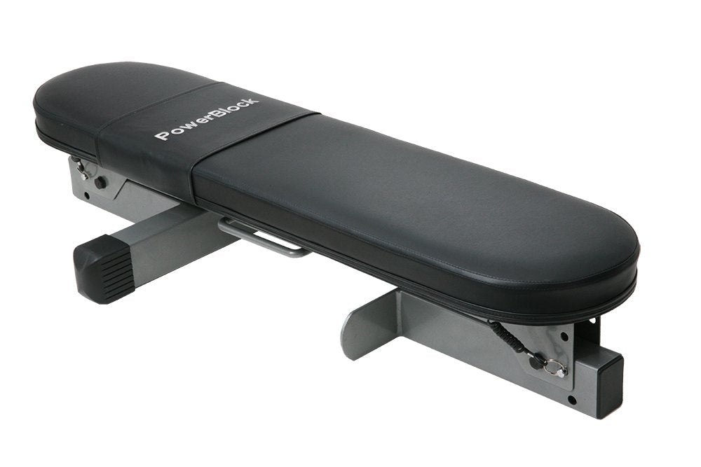 POWERBLOCK Travel Bench, Workout Bench, Folds Up for Easy Storage, Innovative Workout Equipment, Home & Commercial Gyms, Comfortable High Density Foam Upholstery Silver