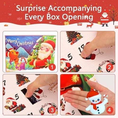 Christmas Advent Calendar 2025 - 24 Unique 3D Toys & Decorations for Kids | Santa, Snowman & More