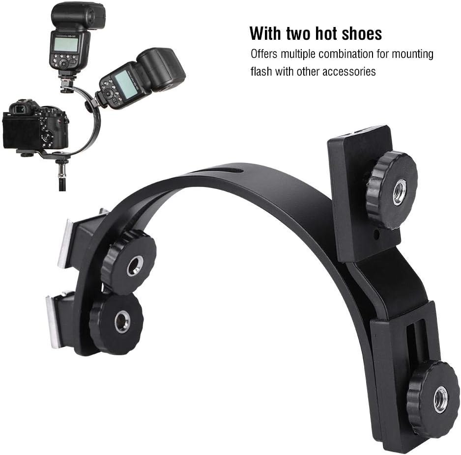 C-Shape Dual Hot Shoe Flash Mount Bracket for Cameras