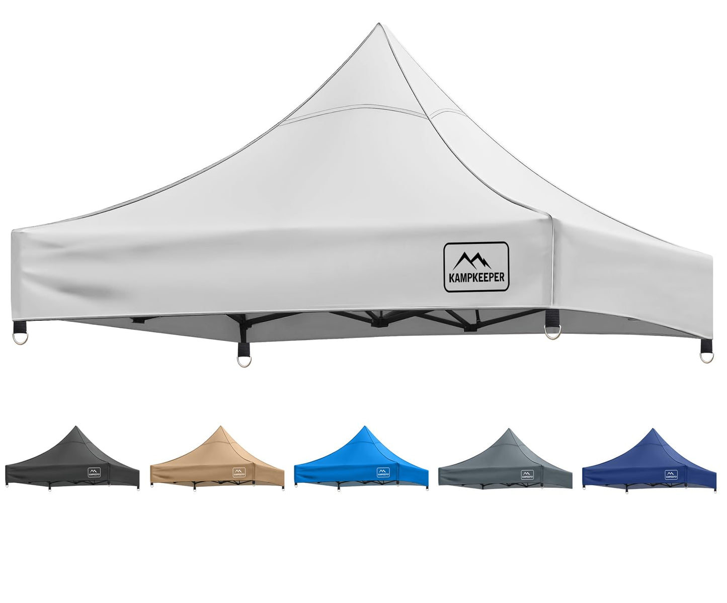 KAMPKEEPER Canopy Replacement Top Cover Roof for 10x10 Peak Pole Straight Leg Canopy Tent,PU-Coated 500D Polyester UV Waterproof,for Outdoor Commercial Garden Sun Shade(Top Only) (White)