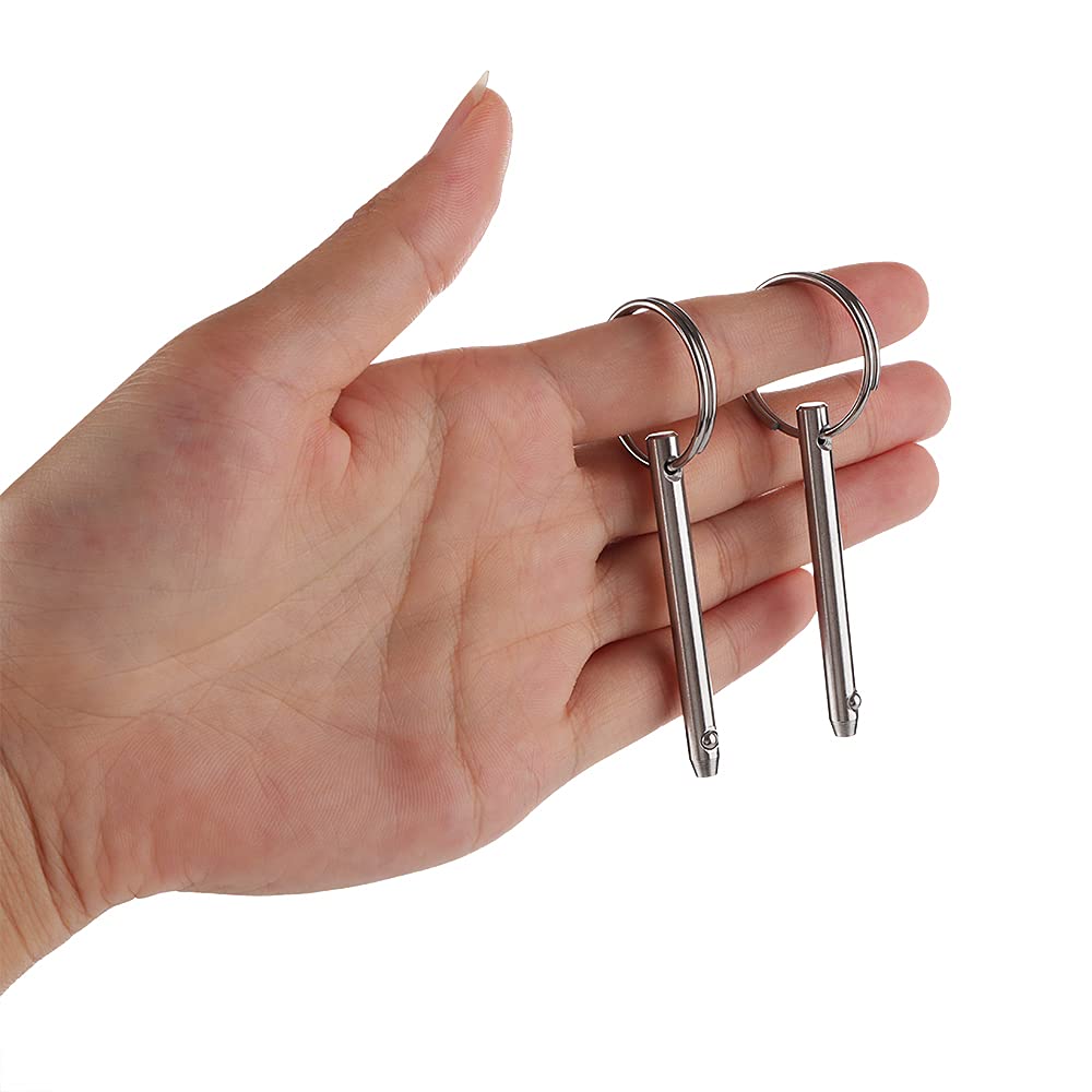 2 Pack Quick Release Pin, Diameter 3/16"(4.8mm), Overall Length 2"(51mm), Usable Length 1-1/2"(38mm), Full 316 Stainless Steel, Bimini Top Pin, Marine Hardware